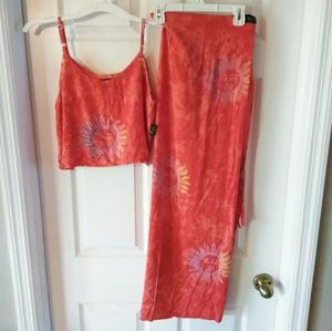 Two piece swim cover up crop top sarong